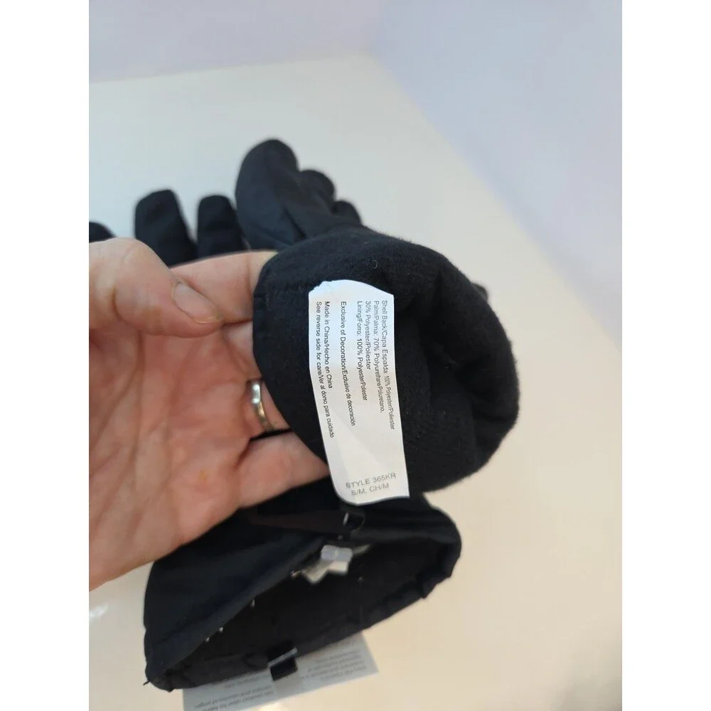NWT Isotoner Waterproof & Breathable Black Gloves Adj Wrist KIDS Sz S/M Or L/XL